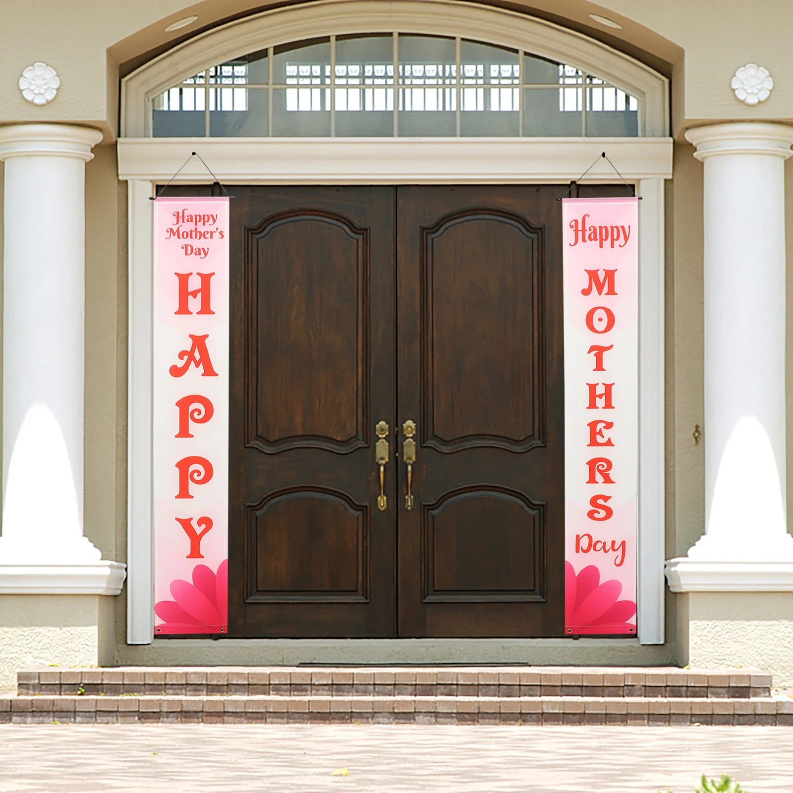 

Front Door Banner Happy Mother's Day Polyester Material Multifunctional Hanging Wall Decoration for Garden Yard