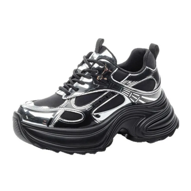 

Женские массивные кроссовки 9 см, женская повседневная обувь из натуральной кожи, женские весенние модные кроссовки, прогулочная обувь, каблук на танкетке на платформе