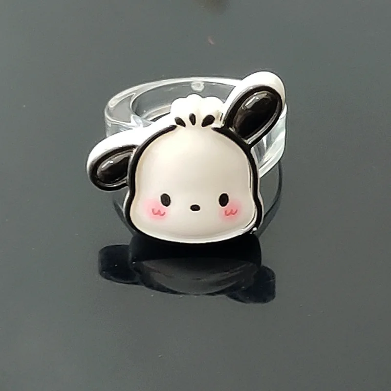 Sanrio Hello Kitty Cartoon Ring Anime Figures Kuromi My Melody Pochacco Cinnamoroll Ring Q Figural Cute Girl Rings Birthday Gift