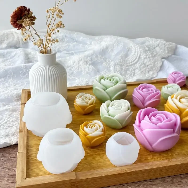 متعدد الحجم ثلاثية الأبعاد شكل زهرة سيليكون روز قالب شمع قالب صابون يدوي الصنع كعكة الزفاف ديكور هلام هدية عيد الحب DIY بها بنفسك