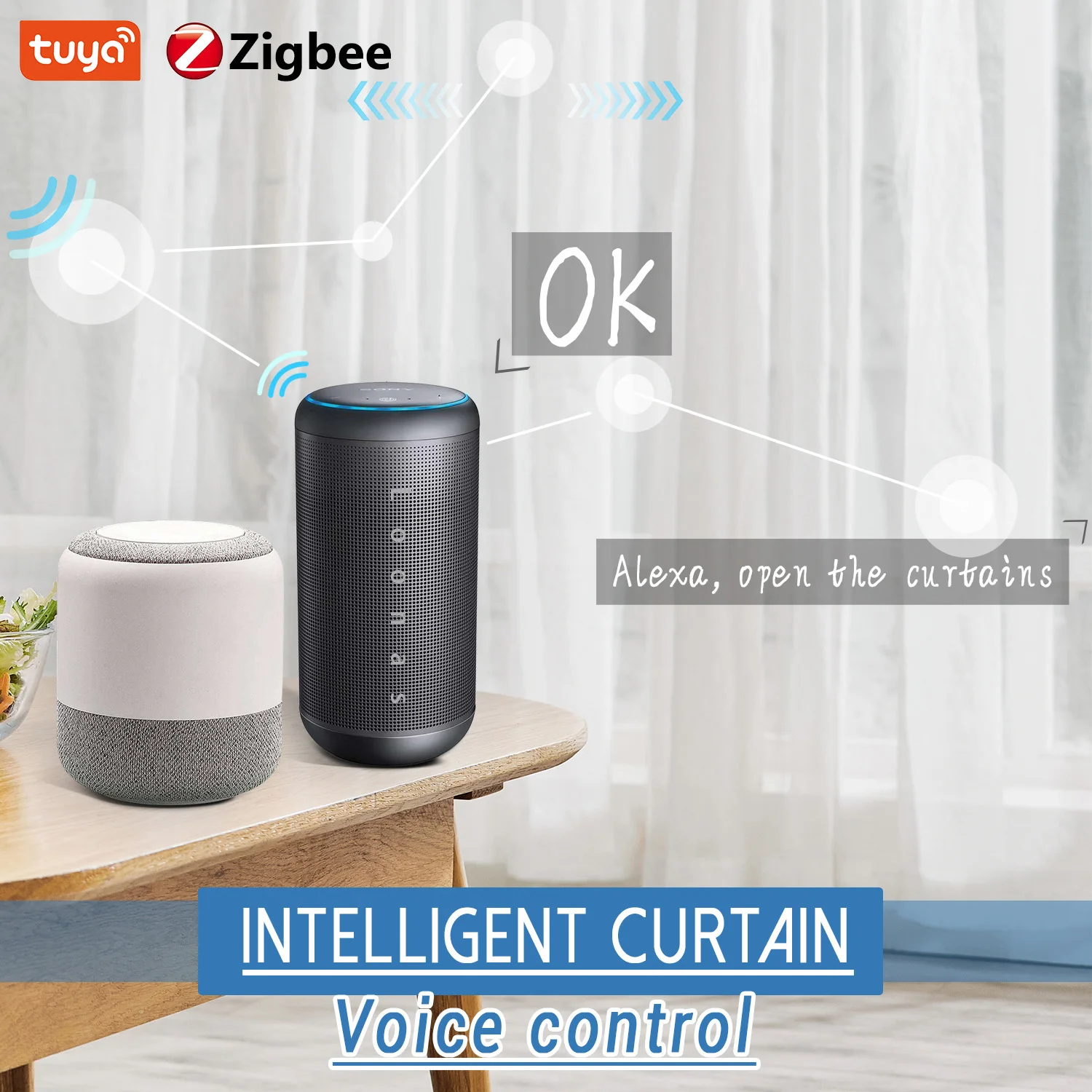 Imagem -02 - Loonas-tuya Zigbee Curtain Motor Smart Life Track Controle de Voz Compatível com Alexa Google Assistant 2ª Geração 13 mm