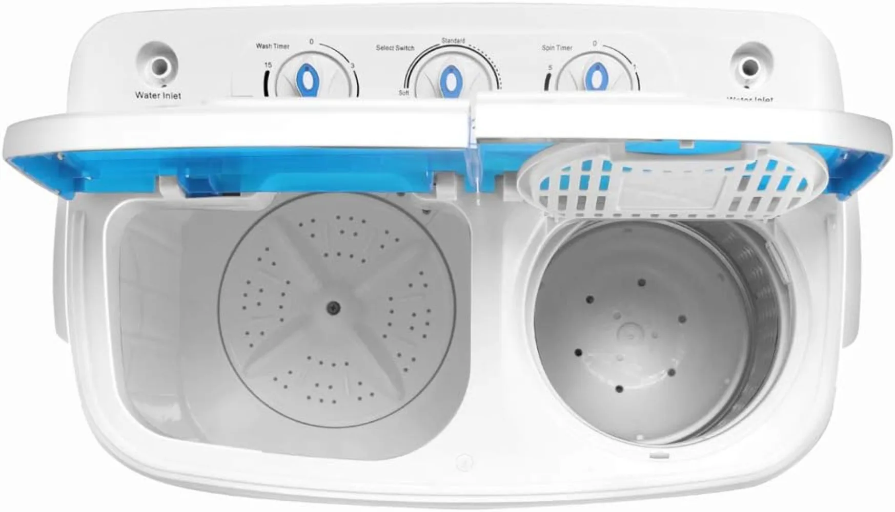 Machine à laver portable et essoreuse, lave-linge portable à double cuve de 15lb, avec pompe de vidange, semi-automatique de 9lb