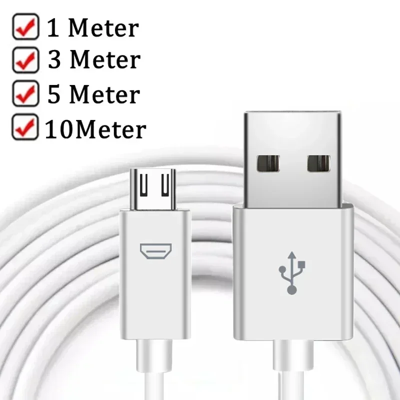 1m/3m/5m/10m Extra Long Micro USB Fast Charging Data Cable for Samsung Xiaomi Android Phone Camera Monitor Power Bank Data Cord