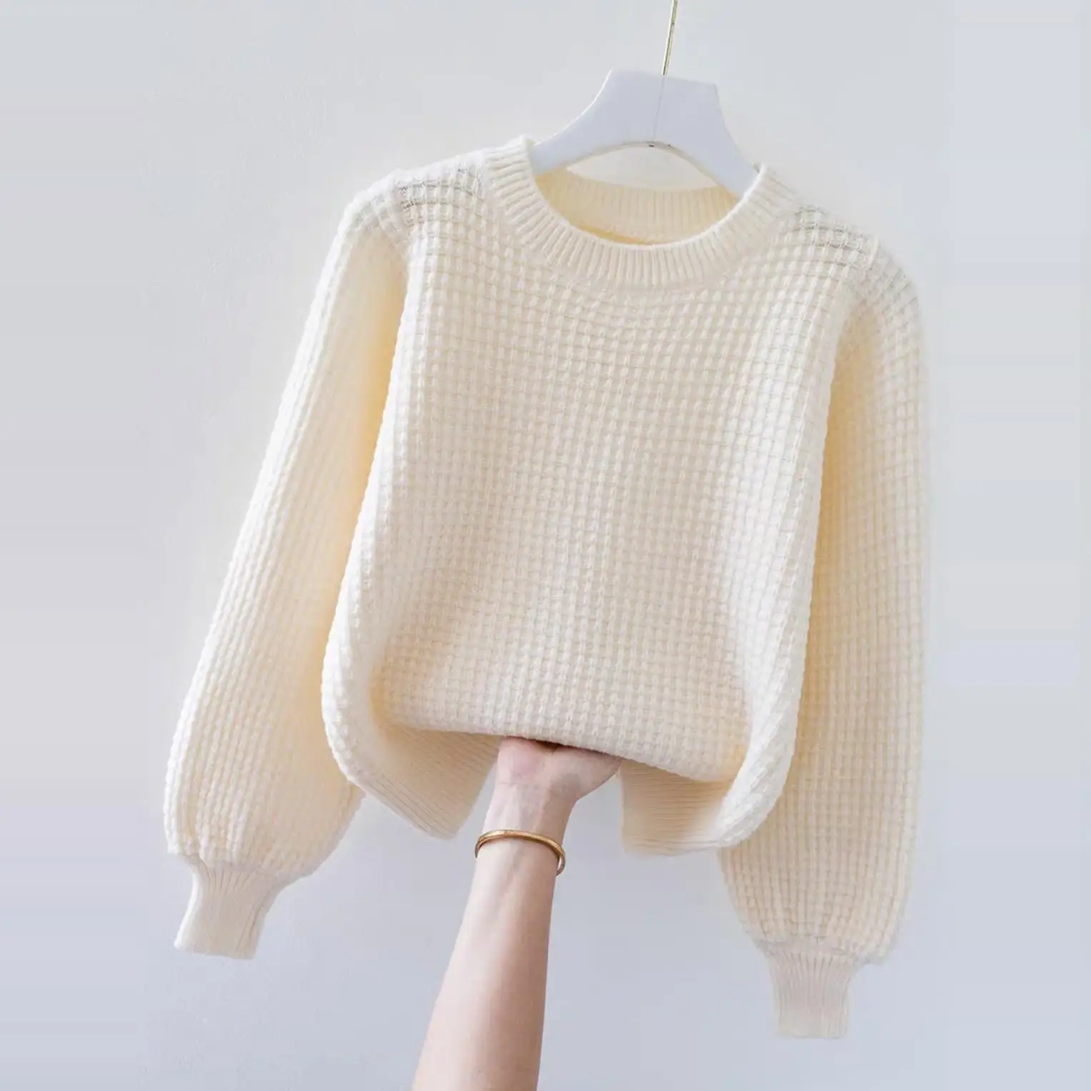 Sli محبوك سترة A50A550 التخسيس النسخة الكورية Faionable العصرية تخفيف فضفاضة تناسب مطرزة مزين الترتر Ti...