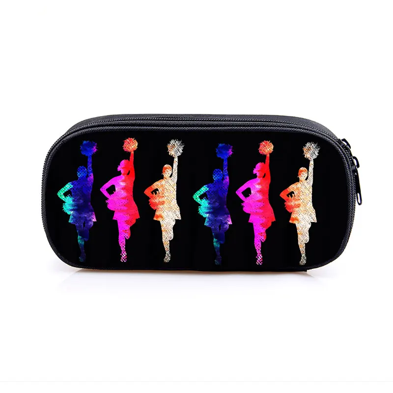 Cheerleading Girls Print Cosmetic Cases Pencil Bag Cute Cheerleader Stationary Bag Women Pencil Box School Case Supplies