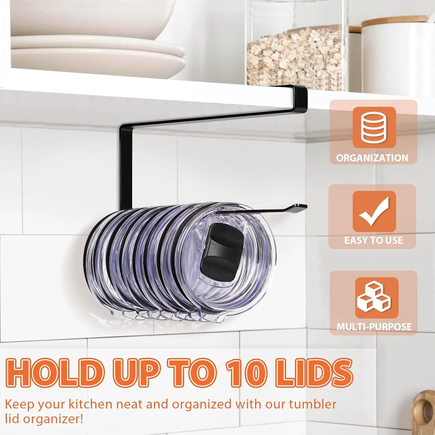 No-Drill Paper Towel Holder - Punch-Free Hanging Kitchen/Bathroom Tissue Roll Rack Cabinet Door Hook - Space Saving Easy Install