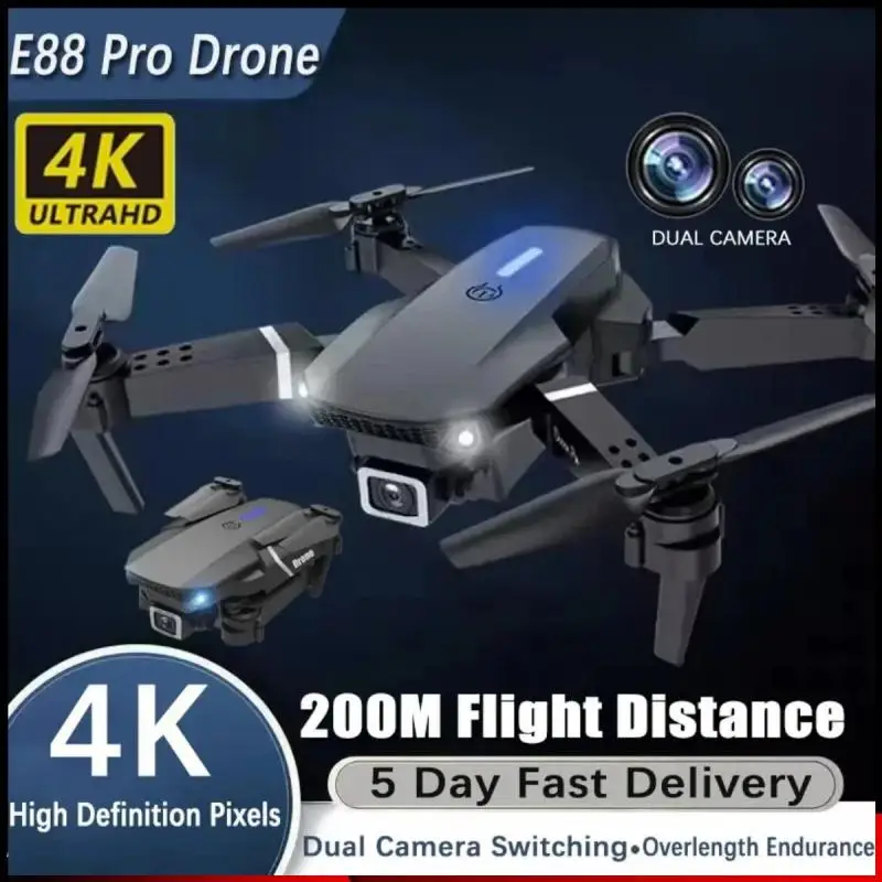 

E88 Pro Drone WIFI FPV Mini Dron With Wide Angle HD 4K Camera Height Hold RC Plane Foldable Quadcopter Helicopter Gift Toy 2024