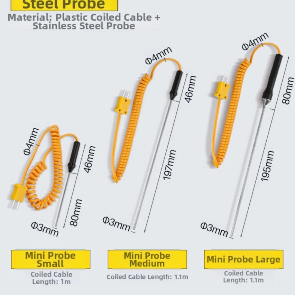 0.5/1/3/5/10/15/25M Long Wire Temperature Test TM-902C TES-1310 K-type TP-01 Thermo Sensor Probe -50~500° view 6