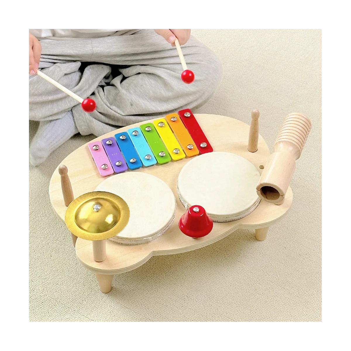 Juego de tambor para niños, juguetes musicales, instrumentos musicales, juguetes sensoriales, juego de instrumentos de percusión de tambor, juguete de madera