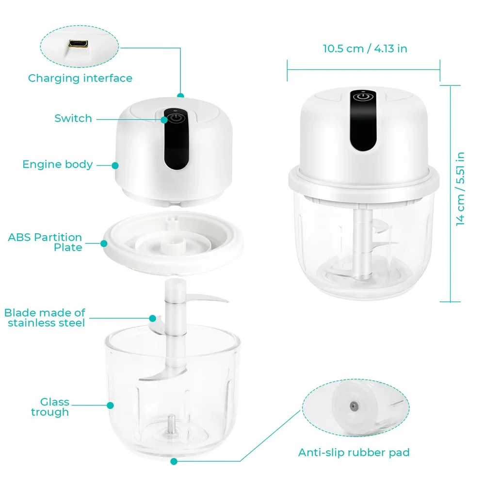 Electric Garlic Chopper Multi-Function Food Processor Blenders For Kitchen USB Charging Meat Grinder Kitchen Tools