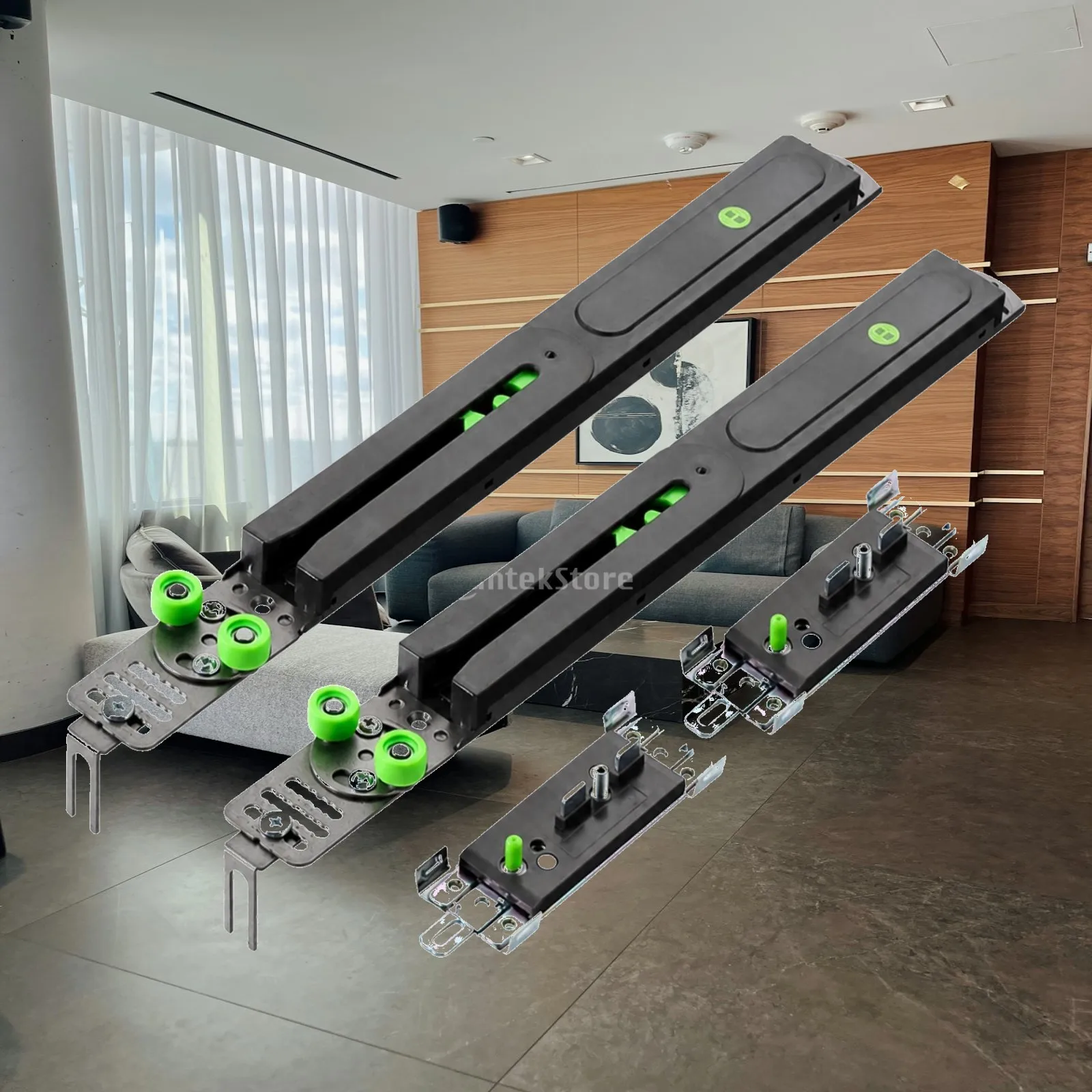 2 Pieces Wardrobe Sliding-Door Damper Anti-Impact Cushioned-Close Damper with Door-Block Hardware Noise Reduction