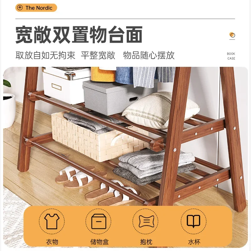 Solid Wood Clothes Rack, Household Floor To Floor Clothes Rack Pole, Bedroom Room Hanging Clothes Rack, Indoor Simple