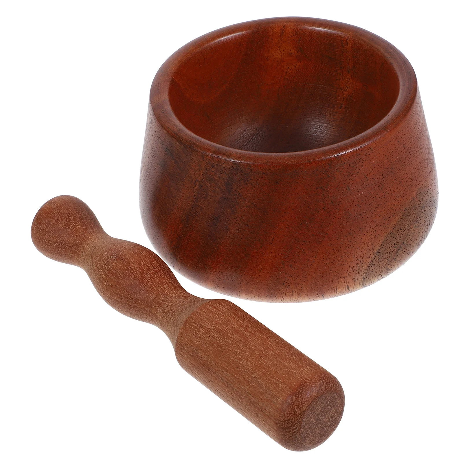 

1Set Wooden Mortar Pestle Rustic Style Stable Kitchen Spice Grinder Garlic Crushing Bowl Handheld and Pestle Garlic Crusher