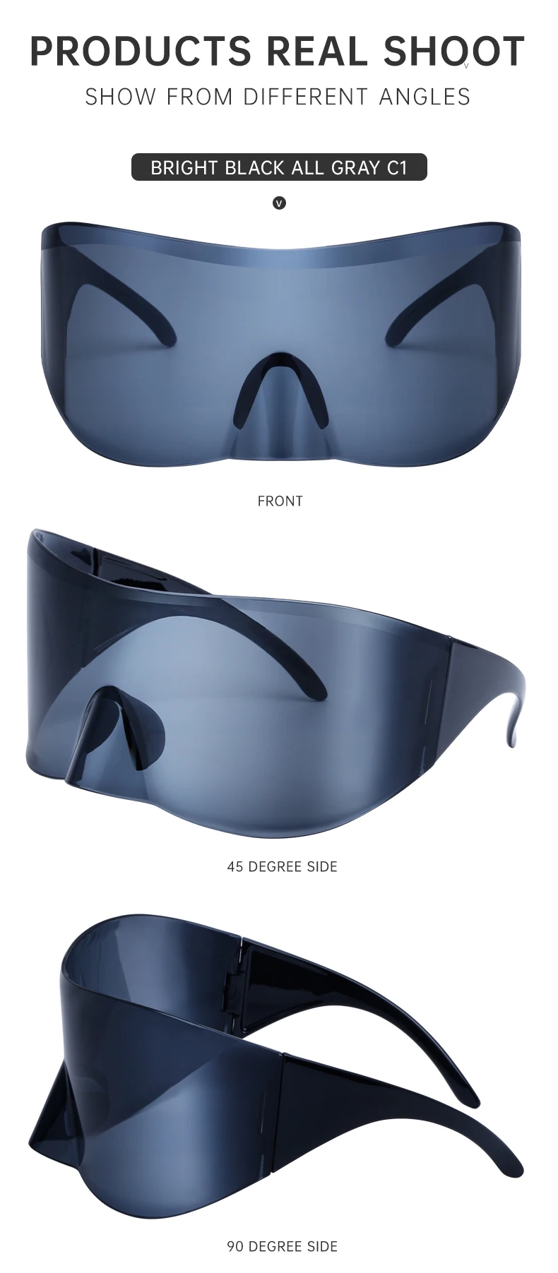 Rechteckige Masken-Sonnenbrille für Damen und Herren 2026 Luxusmarken-Designer Punk Sonnenbrille Steampunk Y2k Übergroße Shield-Brille – Detail 13