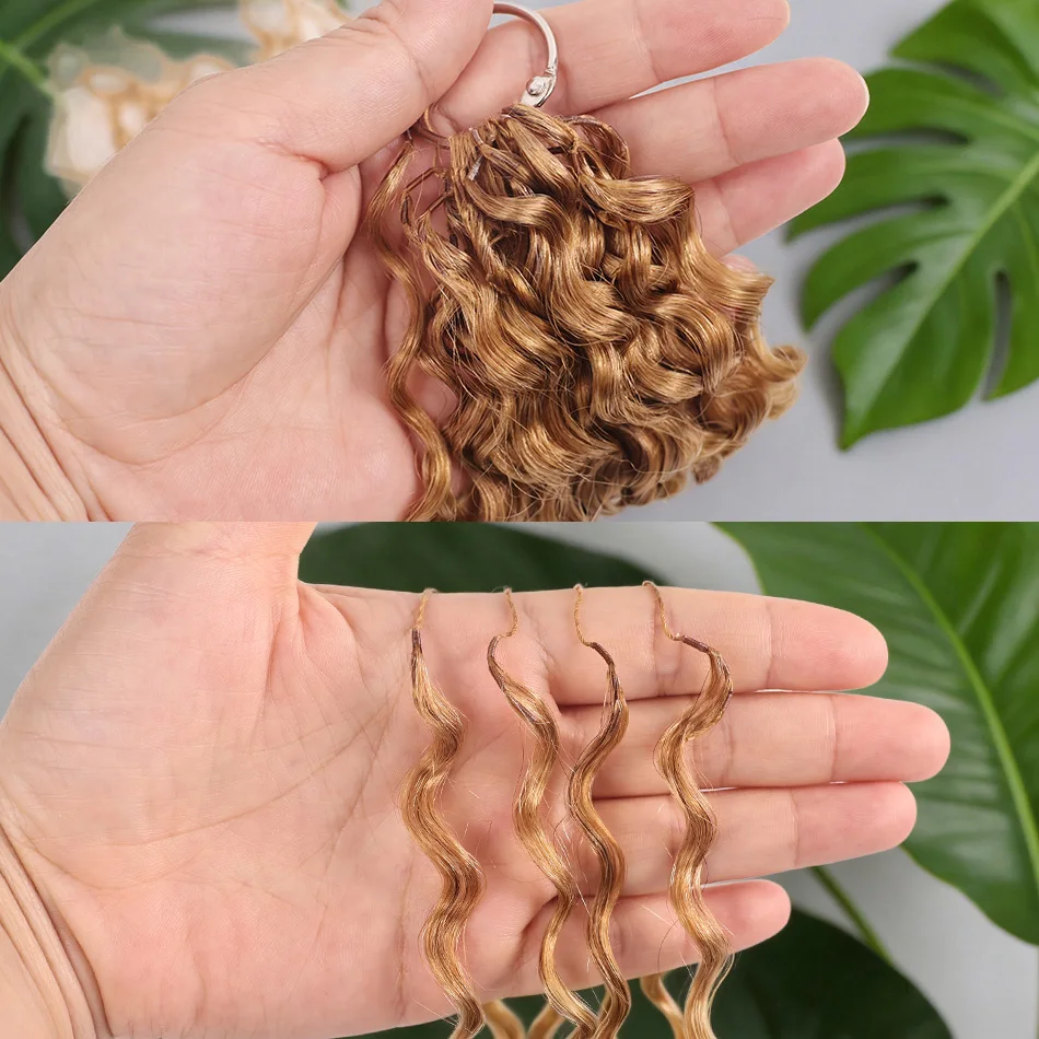 Silky 27 Honey Blonde Burmese Water Wave 100% Human Hair Pre-Separated Knotless Feather Crochet Miracle Knots Hair Extensions