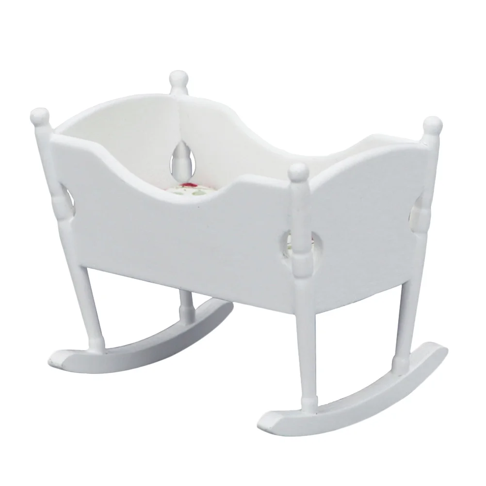 Bassinet Mini Cradle House Furniture Adorable Dolly Tiny White Small Model