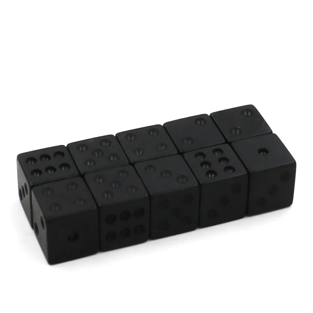 10pcs/lot Black Dice Set 16mm Acrylic Polyhedral Dice with Square Angle for Entertainment Board Games Accessories Digital Dice