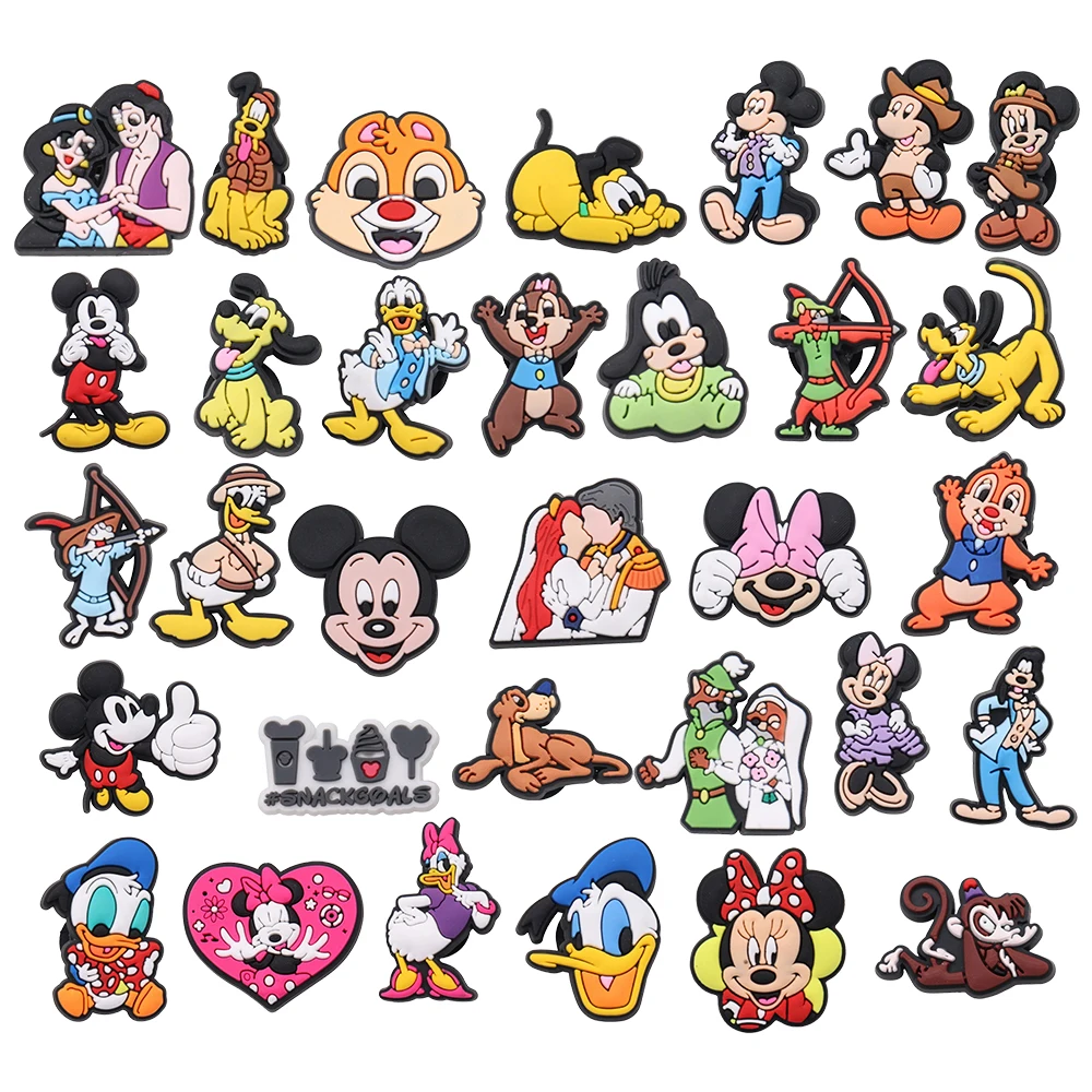 

9-32 шт. Дисней, Микки Маус, шармы для обуви, оптом, ПВХ, декор, для рукоделия, мультяшные, съемные, водонепроницаемые, для сабо, сумок, рождественский подарок