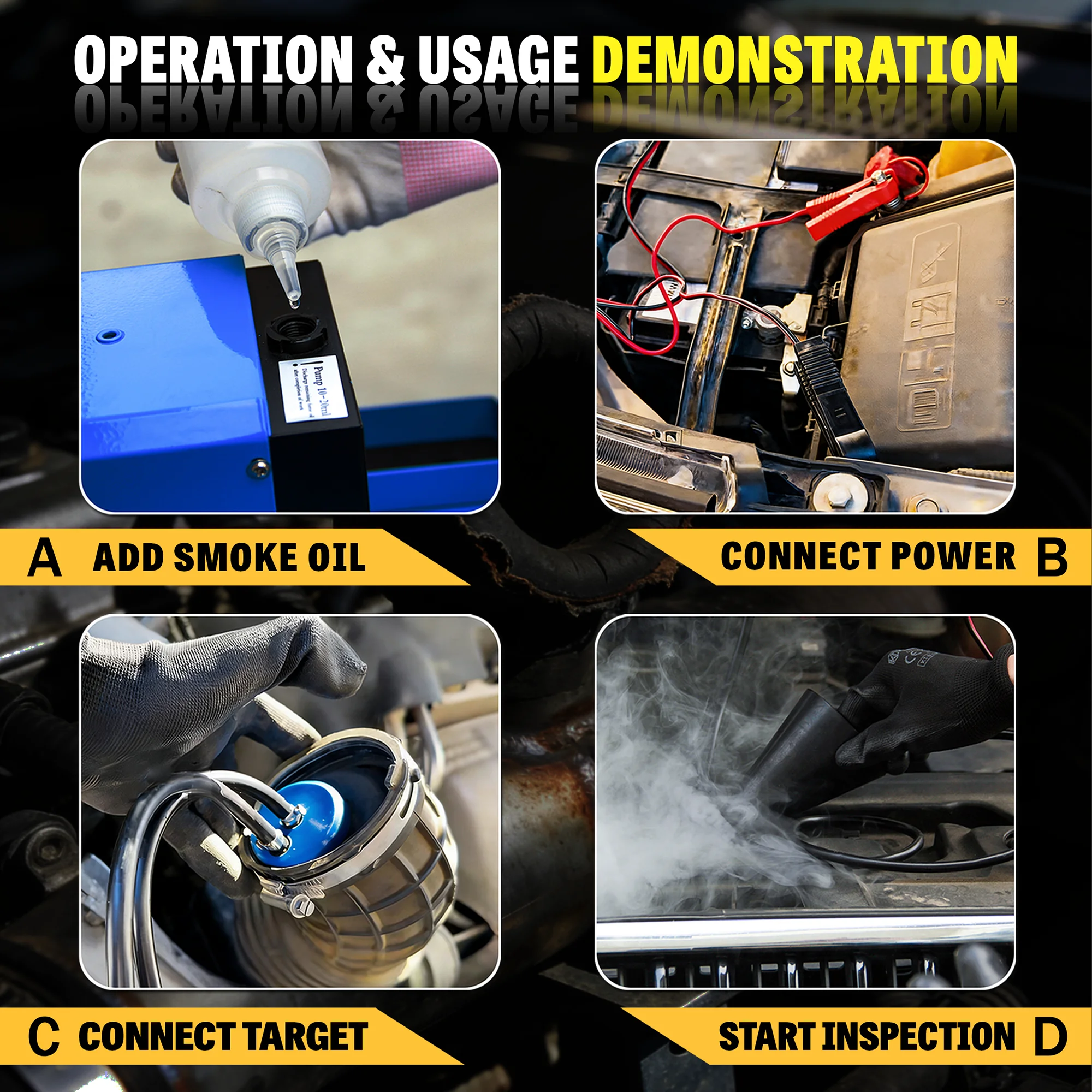 Alat Diagnostik Detektor Kebocoran Asap Mobil 12V EVAP dengan Pompa Udara Terintegrasi untuk Kebocoran Pipa Bahan Bakar dan Oli