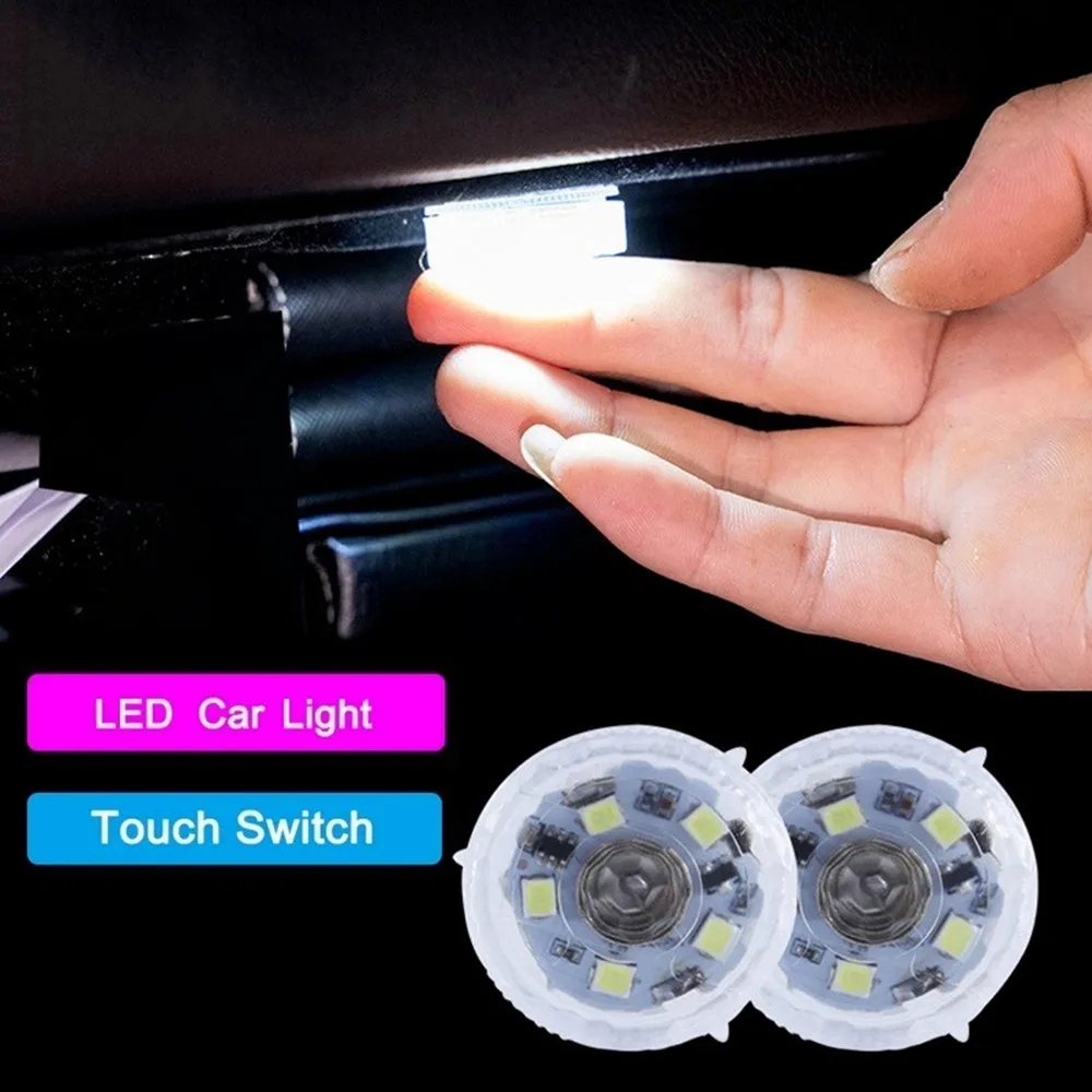 

5PCS Car Mini Led Touch Switch Lights Auto Wireless Ambient Lamp Portable Night Reading Light Car Roof Bulb Car Interior Light