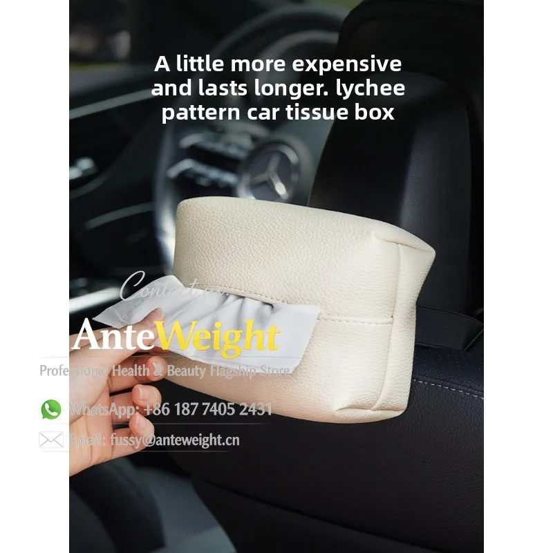 

Leather Tissue Box Cover, Premium Car & Home Universal Holder | Hanging & Center Console Mount for Tissues