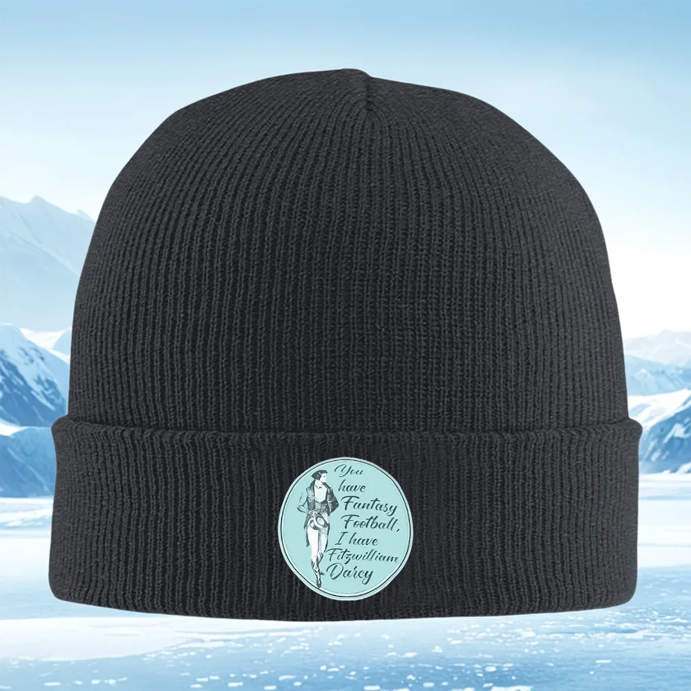 2026 Man pose,text,floral circle emblem Men Women Unisex Knitted Hat Beanie Pullover Cap Winter Thermal Warm Christmas Outdoor C