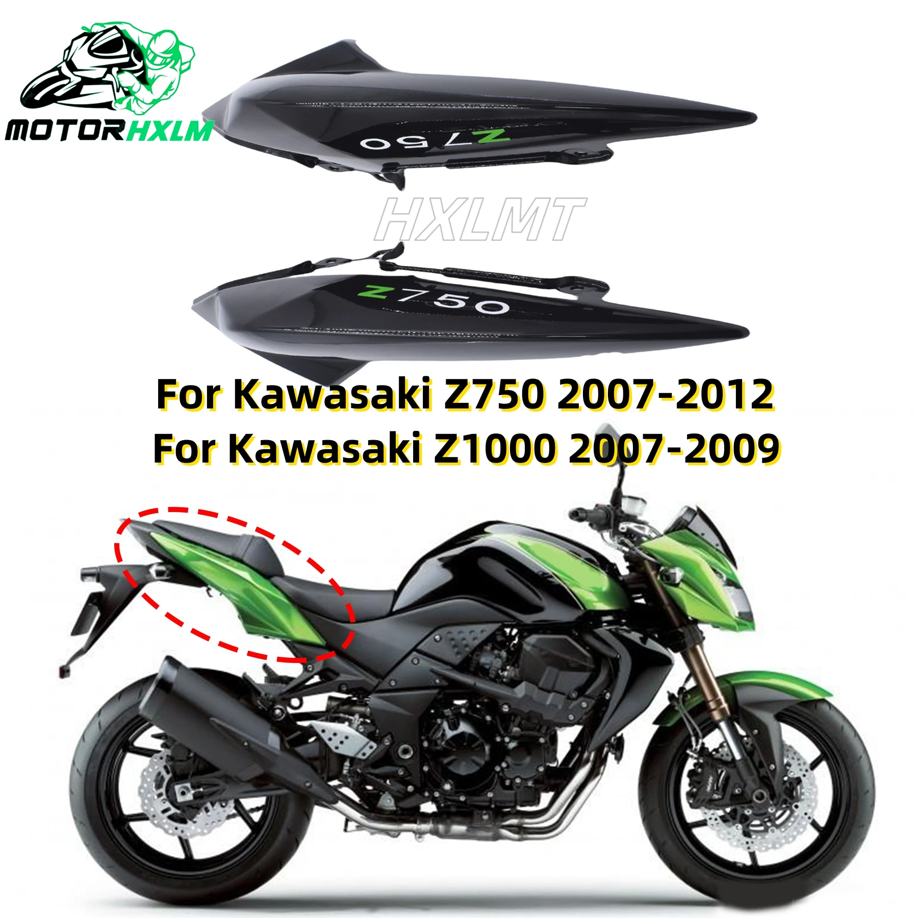 

Motorcycle Side Upper Tail Seat Cover Cowl For Kawasaki Z750 Z-750 2007 2008 2009 2011 2012 Guard Protector Injection Fairing