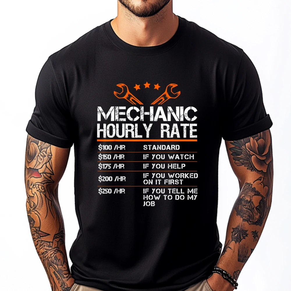 

Funny Mechanic Hourly Rate Auto Repair Mechanic Labor Rates Mens Korean Fashion Funny Shirt