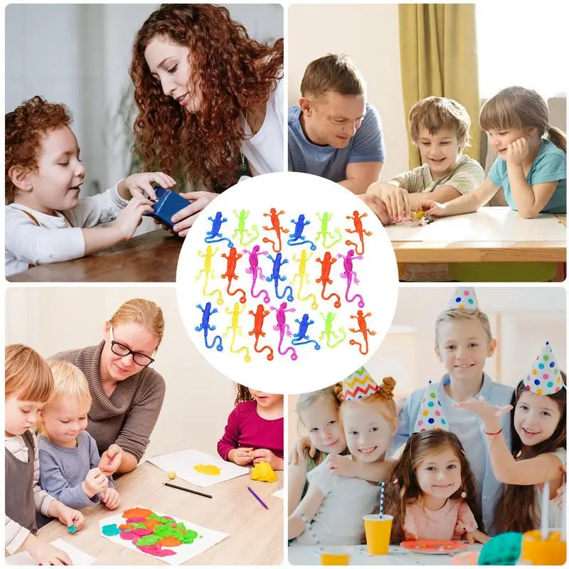 Juguetes adhesivos para niños, 20 piezas, juego de juguetes pegajosos de mano de lagarto, oruga de ventana colorida, relleno de cesta de Pascua, rellenos de bolsas de regalos