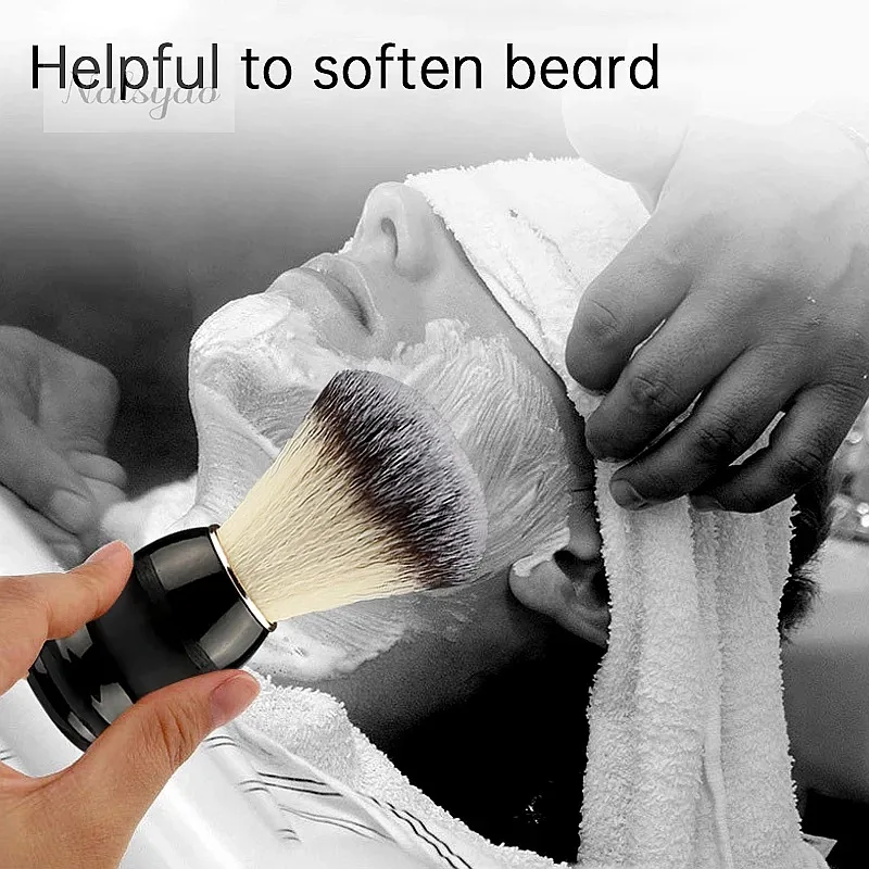 Beard Shaving Brush 1pc Plastic Handle Bristle Hair Salon Barber Soap Foam Shave Men Facial Cleaning Tool