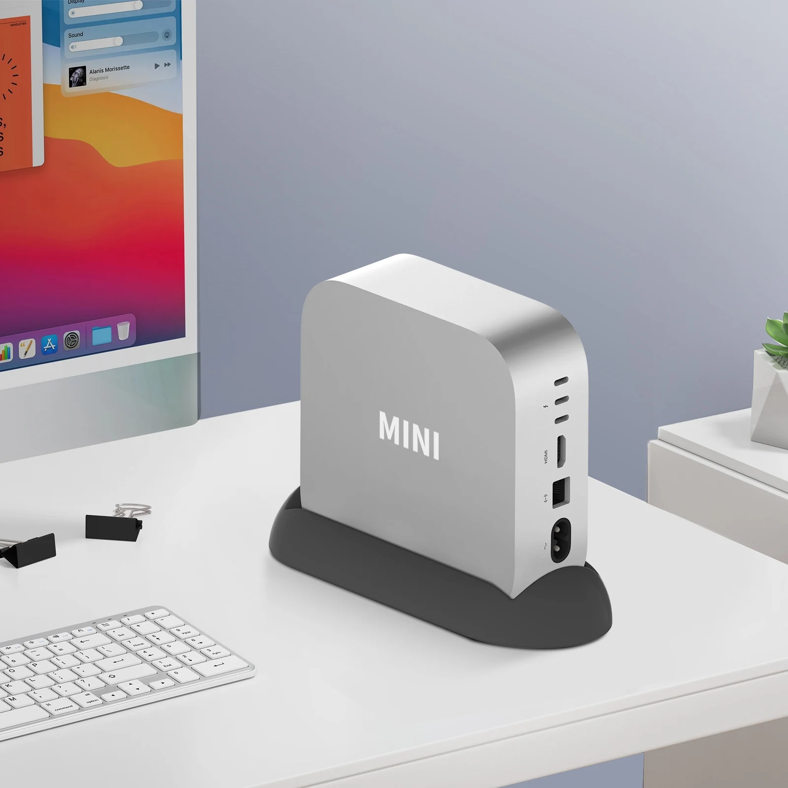 Silicone Vertical Stand for Mac Mini M4 /M4 Pro 2024 Holder Heat Dissipation Bracket Desk Cradle Organizer Accessories