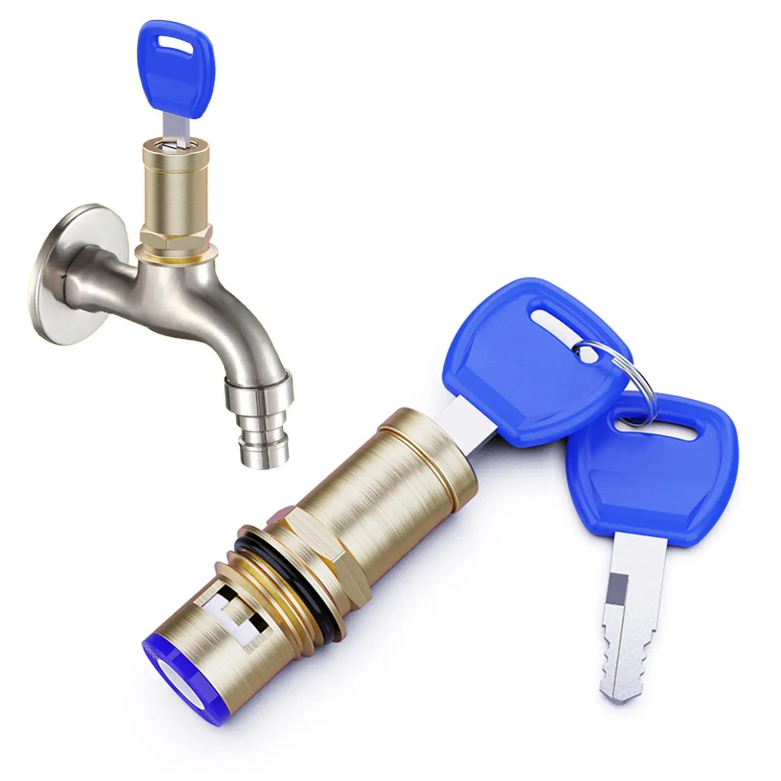 Faucet Lock Cylinder Brass Key Valve Lock Lockable Hardware Accessories Water