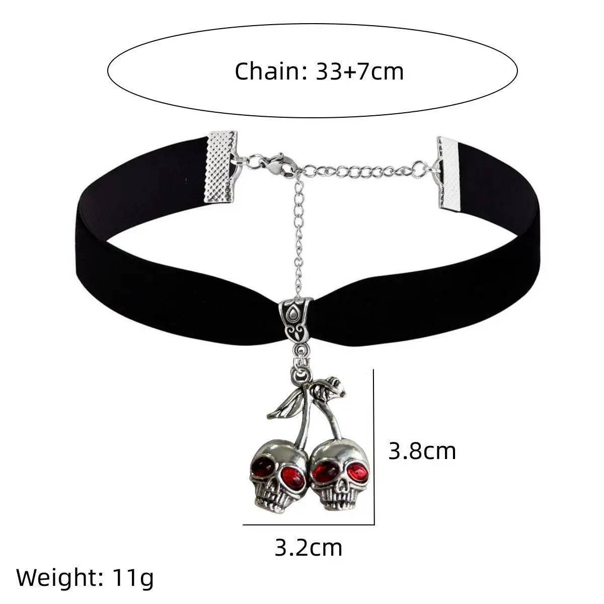 Europe and America Multi Colored Inlaid Zircon Cherry Skull Necklace UNISEX Halloween Hip Hop Happy Party Fashion Necklace