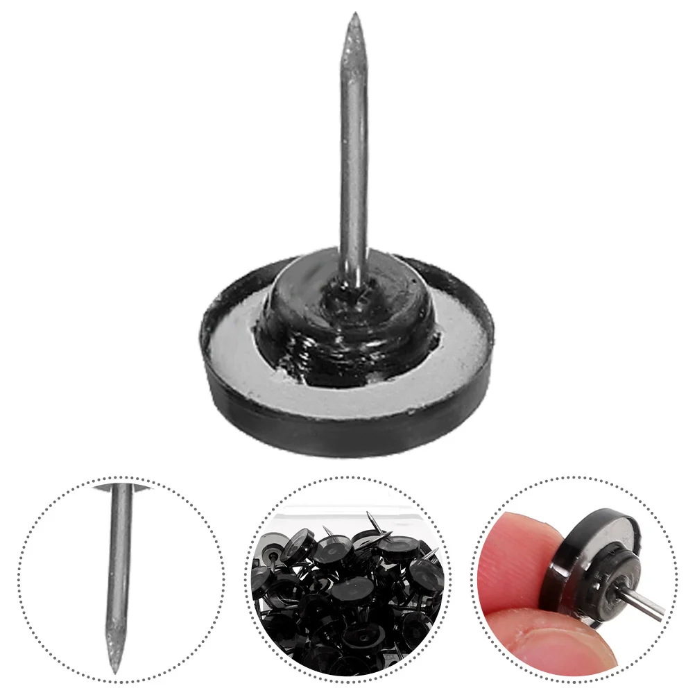 1 صندوق أسود مستدير دبابيس ضغط لوحة الفلين مسامير الإبهام لمكتب المنزل نشرة خريطة المسامير رسم دبابيس جدار ديكور مقاطع دبوس العملي #1