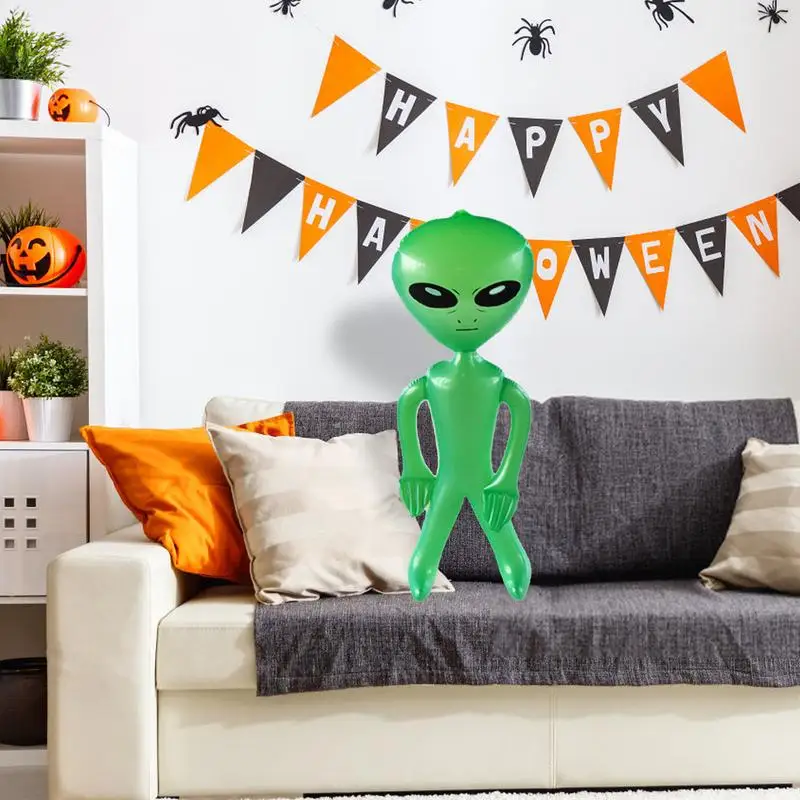 35-Inch Inflatable Alien Vivid Inflate Alien Toys Inflatable Figures 35 Inch Alien Party Decorations Balloons Alien Prop Decor