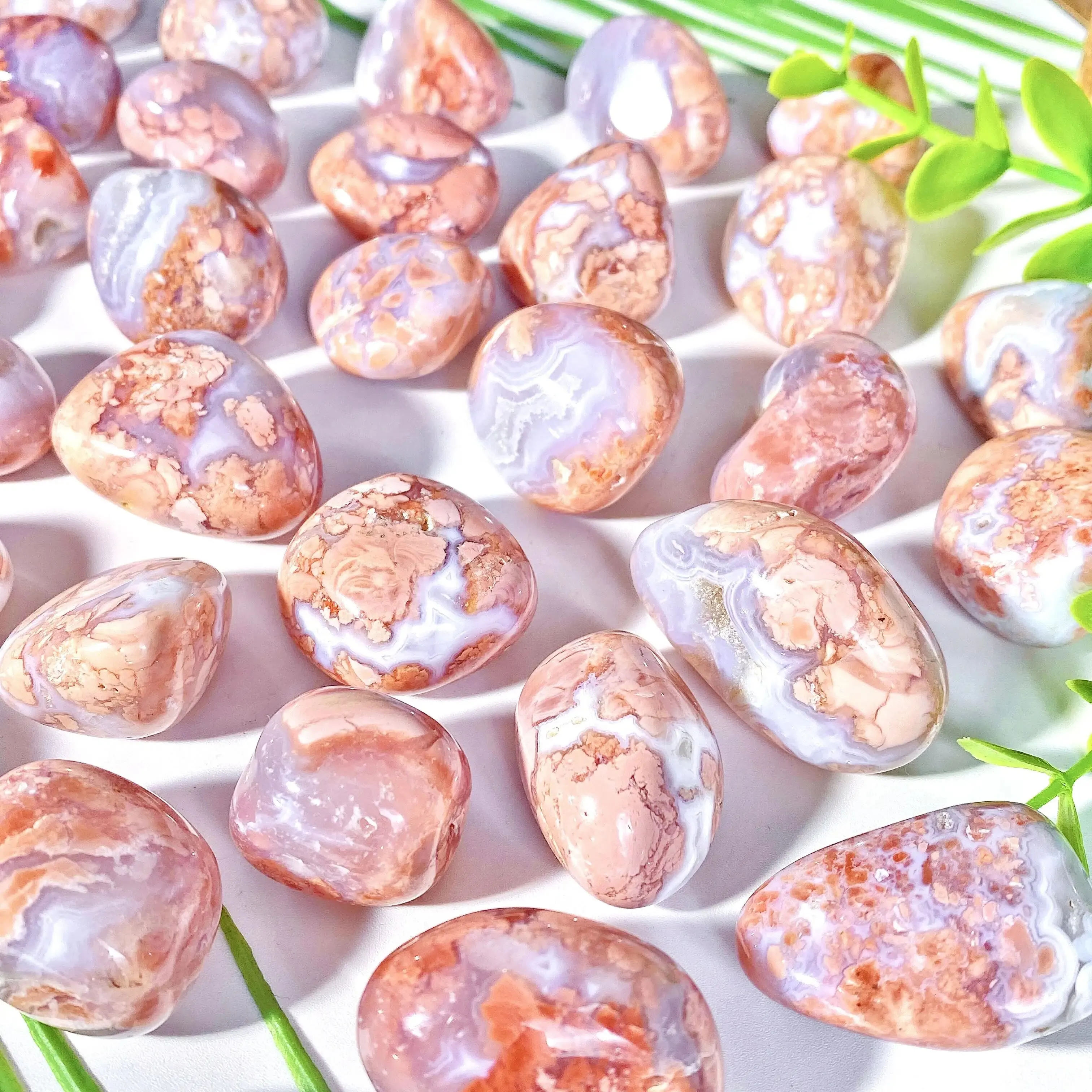 5PCS 10-50mm High Quality Pink Agate Natural Tumbled Crystal Stones,Natural Crystals Quartz Minerals,Gemstones,Glitter