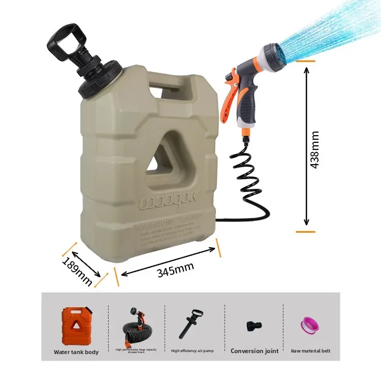 

DurableAir Pump 5.5 Gallon Camping Bucket Water Storage Tank Large Capacity 21L Bucket with Shower with Air Pump