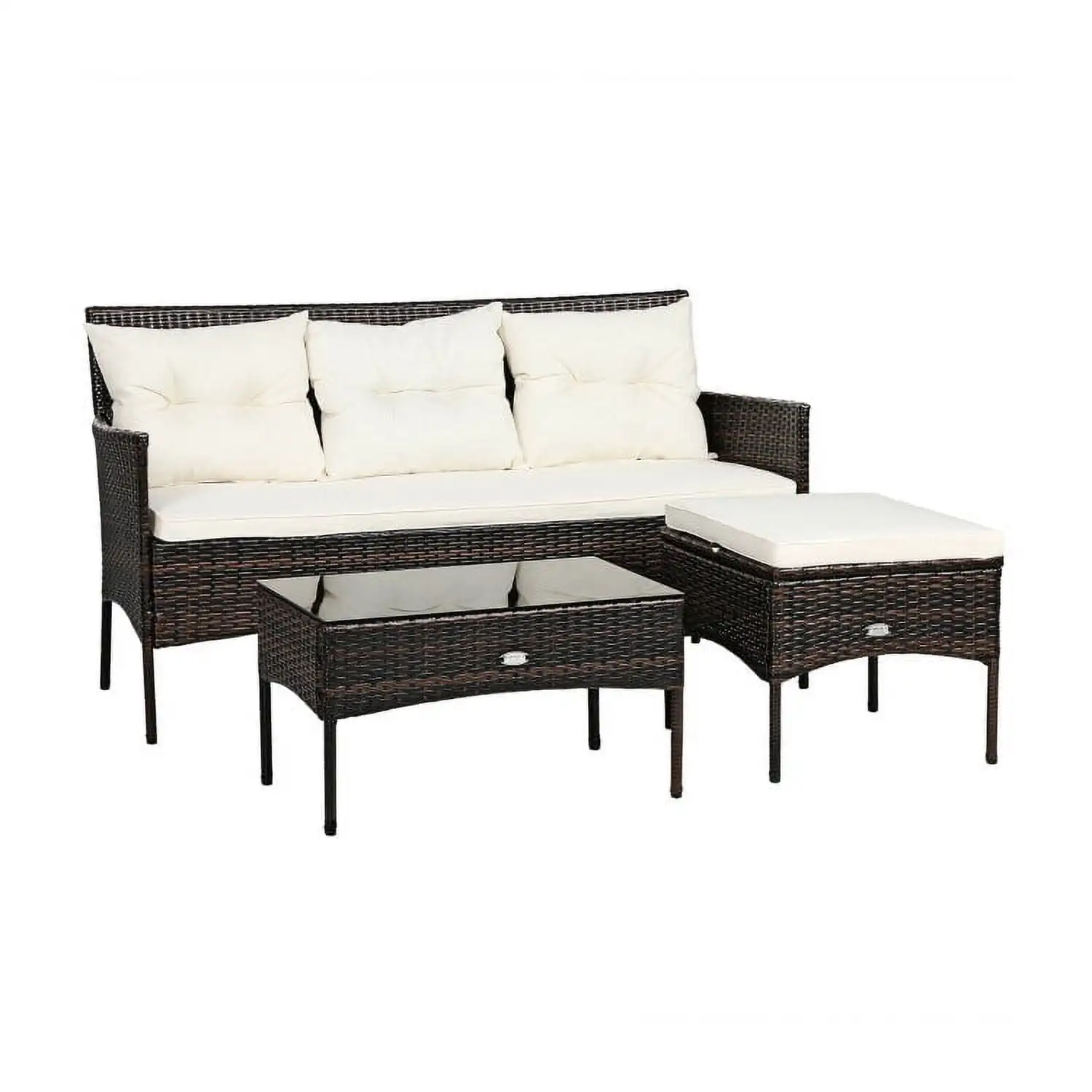 

Patio Conversation Table Chair Set, Outdoor Collection Set, 3 Pieces Patio Furniture Sectional Set with 5 Cozy Seat and Back