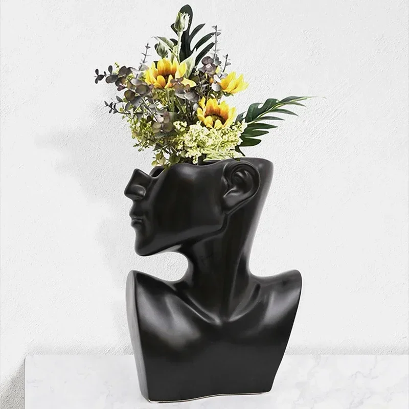 

Nordic modern art human figure living room dried flowers ceramic vase necklace earrings display Model Ornaments Home decor gifts