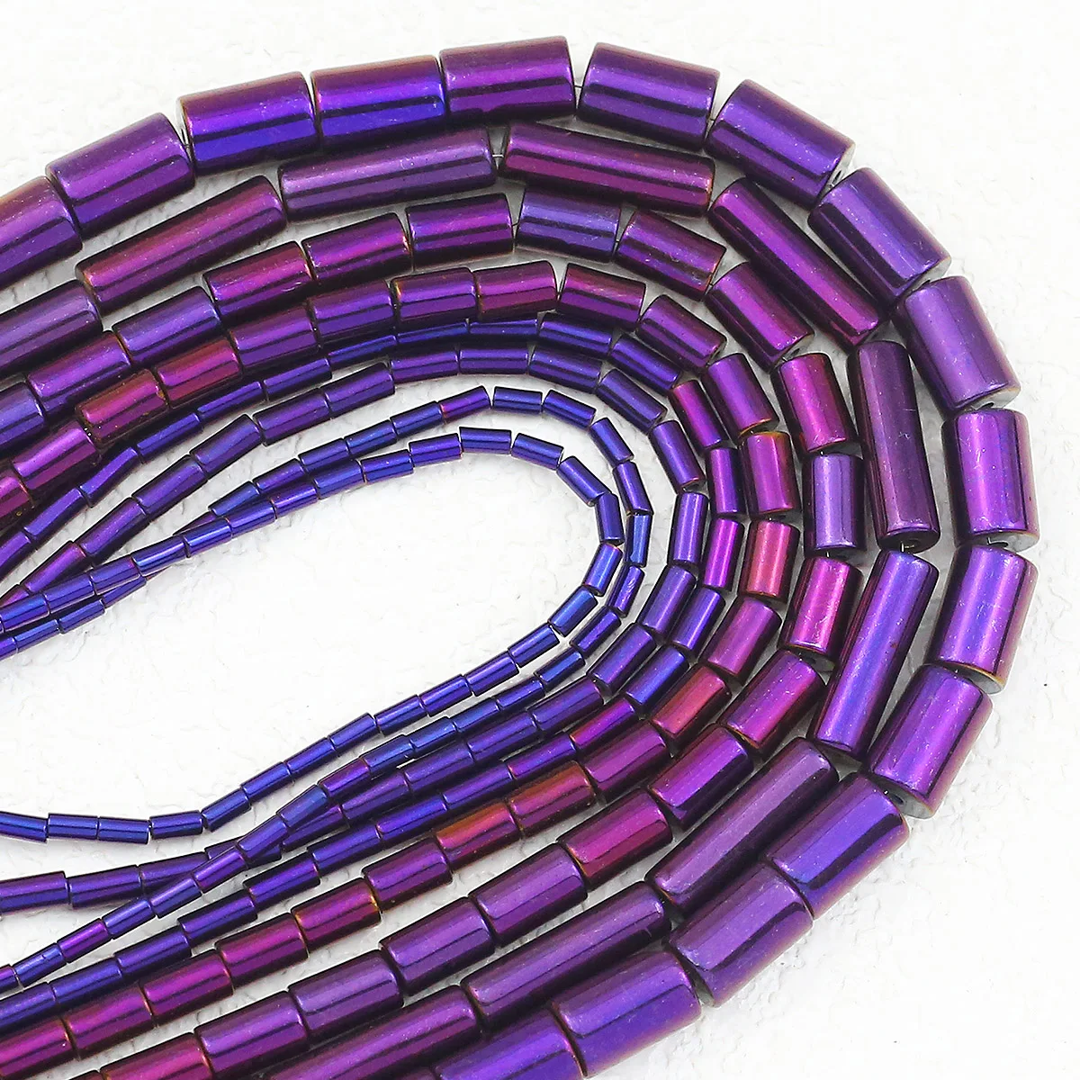 4/5/6/8/13mm Purple Cylinder Round Charm Hematite Natural Stone Spacer Loose Beads For DIY Jewelry Making Bracelet Necklace 15''