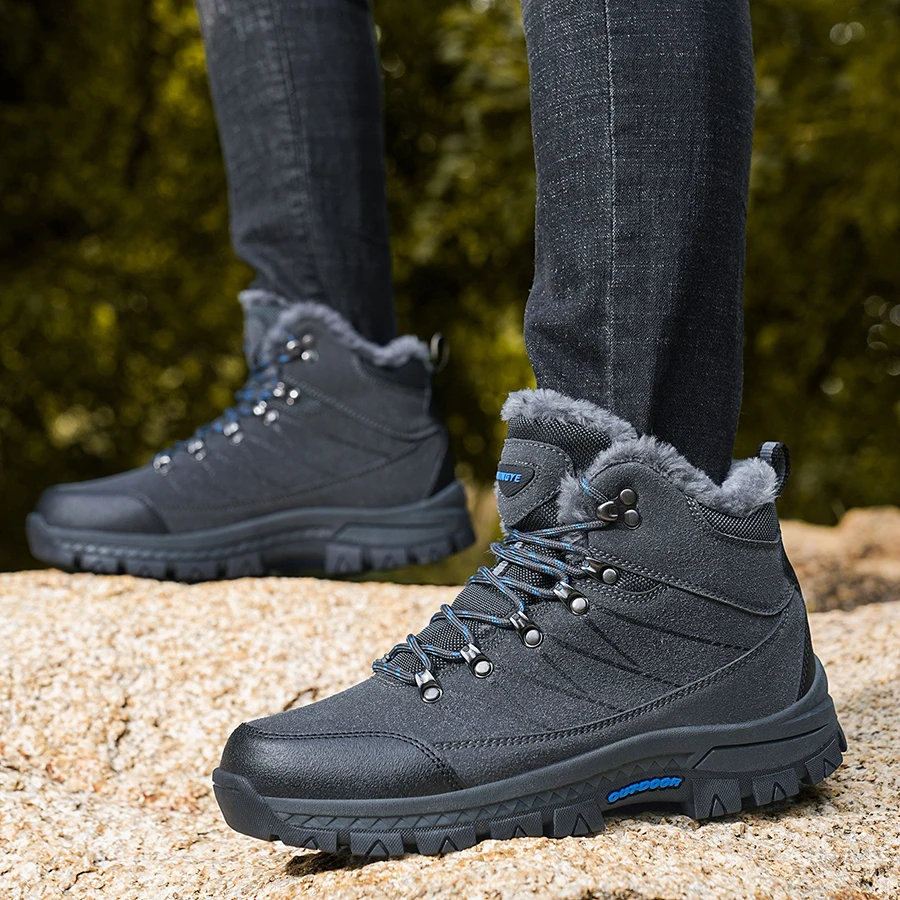 Herren-Schneestiefel, Winterschuhe, Schnürschuhe, warmhaltend, rutschfest, zum Gehen, Klettern, Wandern, Plateausohle, Outdoor-Herren-Knöchelstiefel. – Detail 15