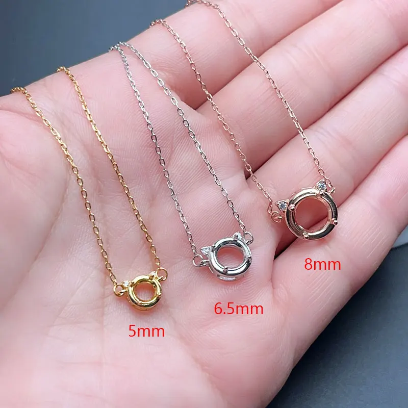 5mm 6.5mm 8mm Circle Pendant Tray 925 Silver Pendant Setting with 18k Gold Plating Sterling Silver Jewelry Finding Supplier