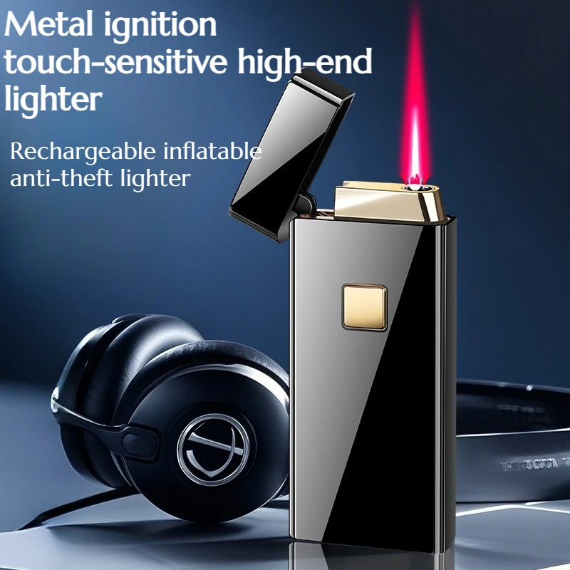 

Touch-sensitive Ignition High-end Lighter Made of Metal with Air Inflation Wind Resistance Red Color Suitable for Men Gift