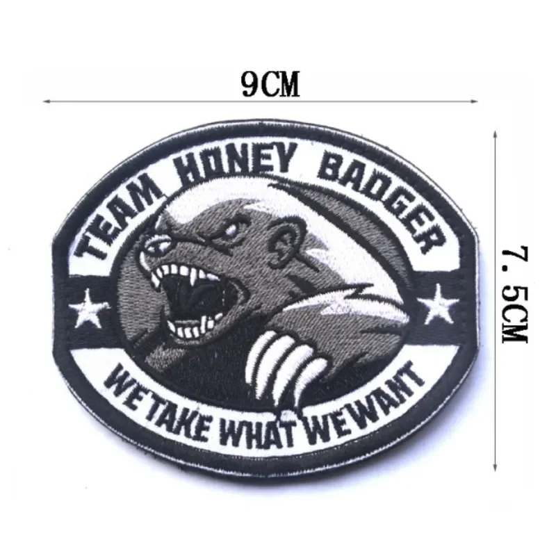 Embroidery Patch Tactical Hook & Loop Patches for Clothing Honey Badger Team Morale Badge on Backpack Hat Sticker Armband Patch