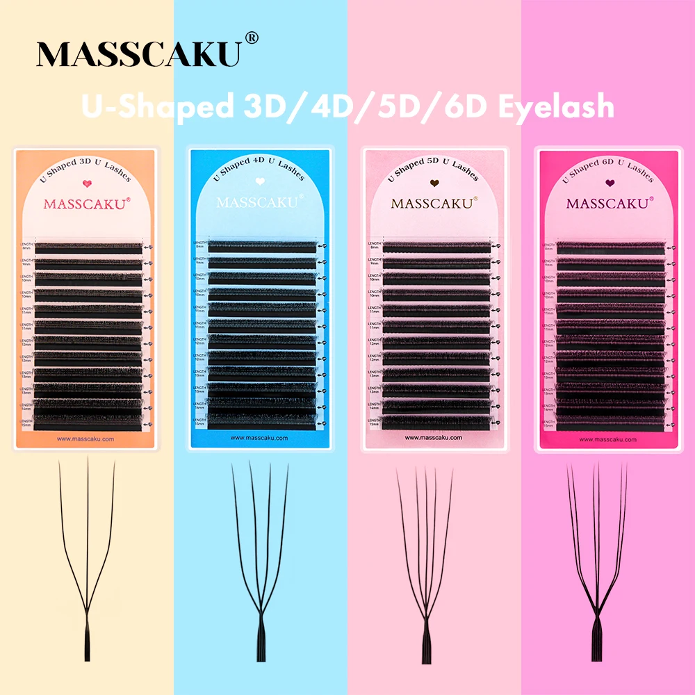 

MASSCAKU U Shaped 5D W Eyelashes C D Curl Professional Hand-woven Natural Wispy Premade Fans Eyelash Extensions for Beauty Salon