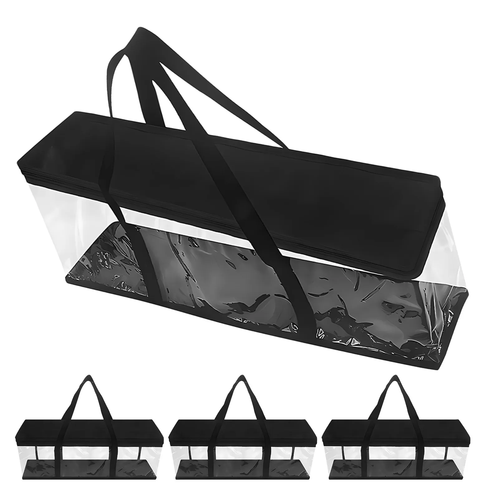 4Pcs Transparent Cd Dvd Storage Bags PVC Large Capacity Media Organizer Case Portable Disc Holder with Handles for Vinyl Album