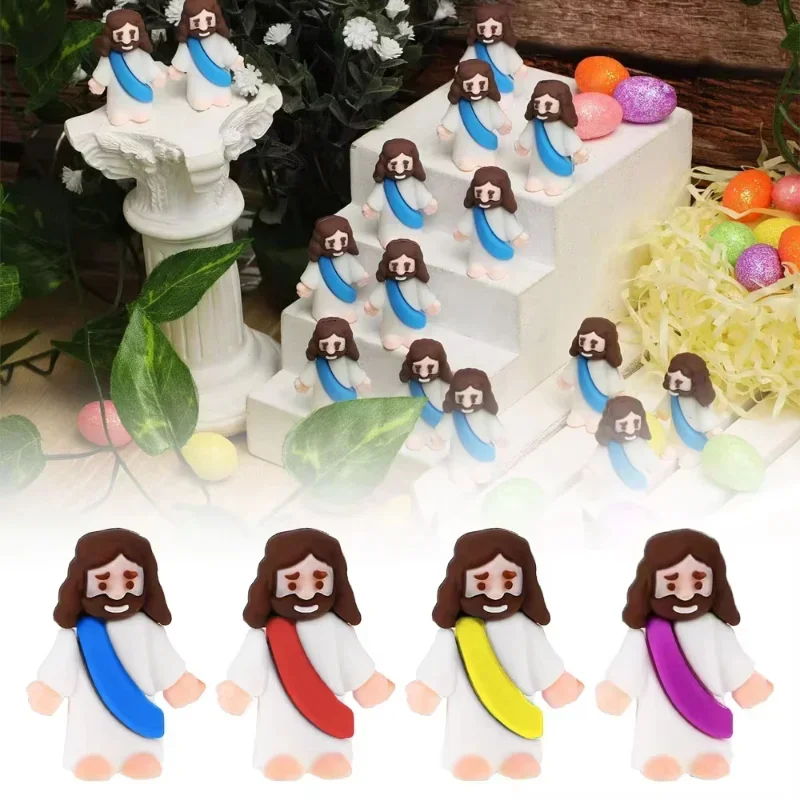 

24pcs Mini Little Jesus Figures Easter Jesus Loves You Jesus Toys School Religious Party Gifts Easter Egg Fillers Decor Ornament