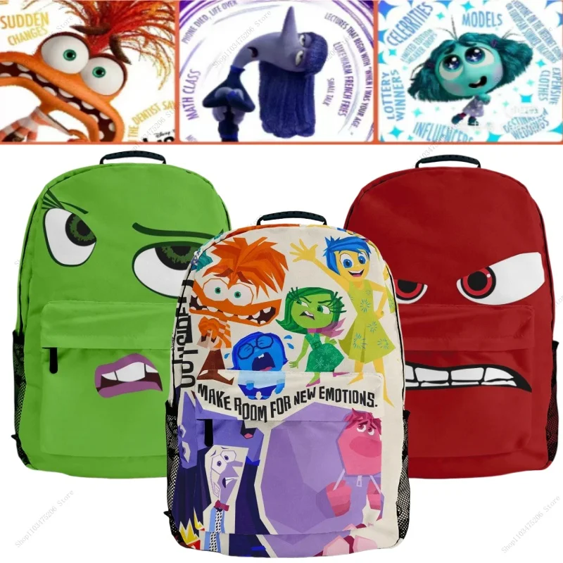 

Disney Movie Insides Out2 Canvas Backpcak for Girl Anger Anxiety Print Pattern School Bag One Shoulder Hand Bag for Student Gift