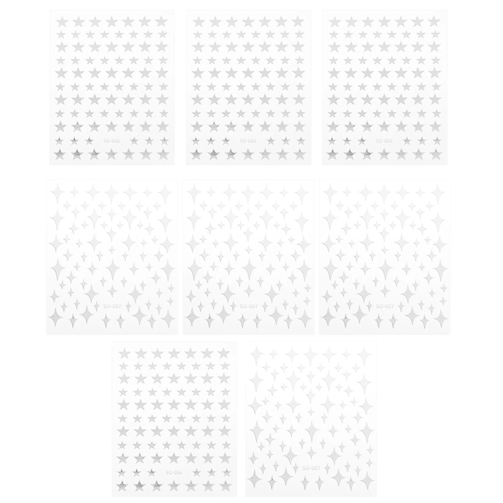 8pcs Gold Star Art Stickers 8 Sheets Diy Manicure Decals Adhesive Nail Decoration For Women Nail Tips Decor