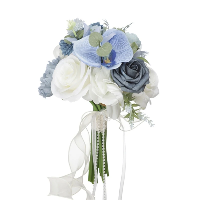 

Elegants Bride Simulation Holding Bouquets Graceful Bridal Bouquets with Ribbobns Perfect for Weddings Special Occasion